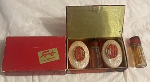 Vtg FABERGE FLAMBEAU DEBUTETTE 1/2 oz COLOGNE AND (2) FABERGE SOAP W/BOX - Picture 1 of 11