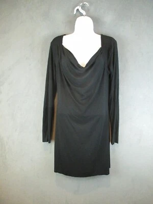 Vestido Three Dots para mujer grande negro elástico cuello redondo tejido manga larga cápsula Foto 1 de 4