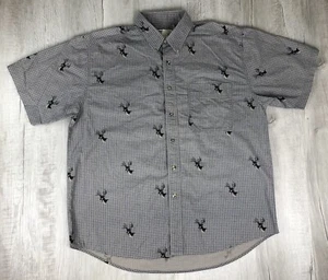 Wrangler Rugged Wear Shirt 100% Cotton Collared Dress Deer Buck 80s 90s Mens XL - Picture 1 of 12