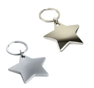 Star Key Ring Shiny Matte Chrome Key Fob Chain Gift Present Silver Metal Xmas UK - Picture 1 of 3