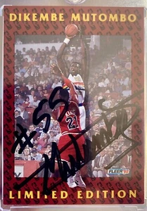 1991-92 FLEER PACK PULL DIKEMBE MUTOMBO ROOKIE ON CARD AUTO #11 SSP RARE HOF RIP - Picture 1 of 3