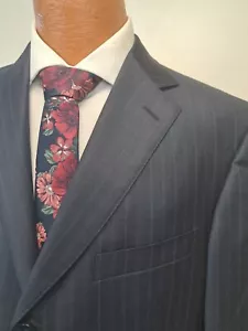 Ermegildo Zegna 2-teiliger Wollanzug 42S blau Nadelstreifen Mikrosphäre Hose 34x29 - Bild 1 von 13