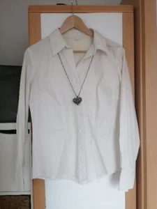 Klassisch Weisse Tcm Basic Bluse Gr. 40/ M Mit Kragen Langarm Tailliert - Bild 1 von 2