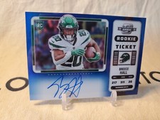 2022 Panini Contenders Optic Breece Hall Rookie Ticket Signatures Blue SP  /25