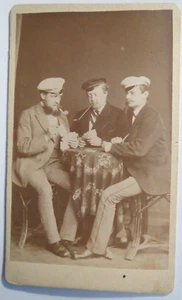 Braunschweig - 1870 - 3 Studenten in Couleur beim Karten spielen - Corps ? / CDV - Bild 1 von 3