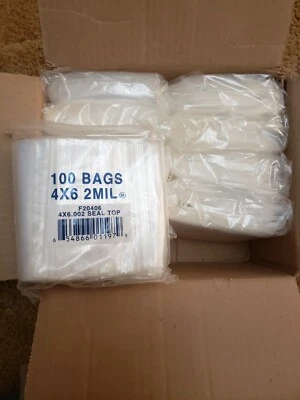 4 x 6" 2Mil Clear Reclosable Resealable Storage  Poly Plastic Bags (1000 Bags) - Image 1 of 3