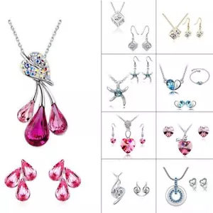 Women's Beautiful Genuine Crystal Sparkling Jewellery Sets Many Designs - Picture 1 of 37