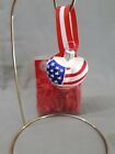 American Flag 2" Heart Glass Ornament 1999 Home For The Holidays May Dept. Store