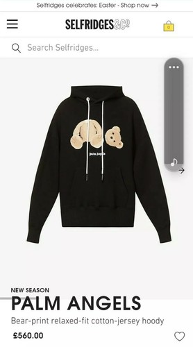 PALM ANGELS FELPA CON CAPPUCCIO KILL THE BEAR Nuova con etichette TAGLIA: XS