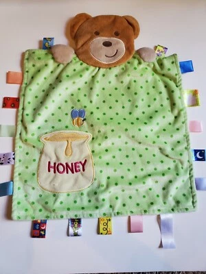 Taggies Peek A Boo коричневый медведь милый безопасности одеяло пчелы мед зеленый горошек - Изображение 1 из 4