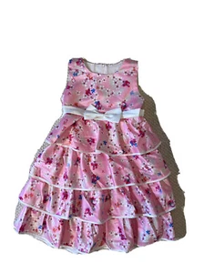 New Bunny La La Girls Floral Dress Sleeveless Fit&Flare Tiered Bow Formal Size 8 - Picture 1 of 10