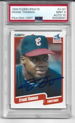 КАРТОЧКА ДЕБЮТАНТА С АВТОГРАФОМ ФРАНКА ТОМАСА 1990 FLEER #U-87, ОЦЕНКА PSA GEM-MT 10 - Изображение 1 из 2