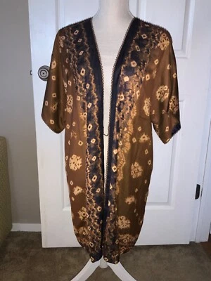 🌸Soft Surroundings Brown/Black 100% Polyester Ladies  Lined Robe Size S🌸 - Image 1 of 4