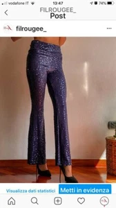 Pantaloni elasticizzati con paillettes da donna - Foto 1 di 3