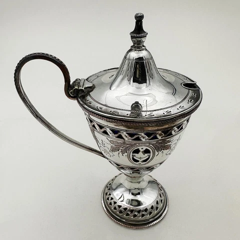 19th CENTURY MUSTARD POT PIERCED SILVER PLATE Cover