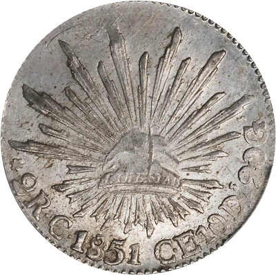 México 2 Reales 1851-C CE Culiacán Como Nuevo. PCGS MS-61 ¡Escudo dorado! Bonito artículo PQ! Foto 1 de 4