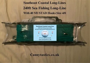 240ft Sea Fishing Longline With 40 X 28 Inch Snood Lines Hook Size 4/0 Mustad. - Picture 1 of 2