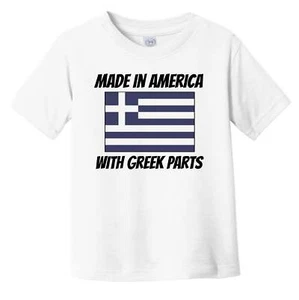 Made In America With Greek Parts Greece Flag Funny Infant Toddler T-Shirt - Imagen 1 de 2