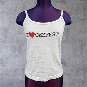 Vintage 1999 OzzFest I Love Ozzfest White Graphic Print Tank Top Size Medium L82 - Picture 1 of 8
