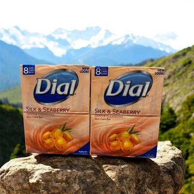 (Paquete de 2) Jabón en barra Dial Silk & Seaberry limpieza suave para el cuidado de la piel. 16 BARRAS TOTALES Foto 1 de 3