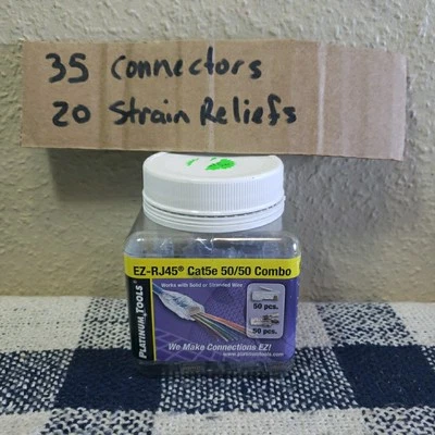 Platinum Tools 202015J 35 EZ-RJ45 Cat5e Connectors 20 EZ-RJ45 Strain Reliefs  - Image 1 of 4