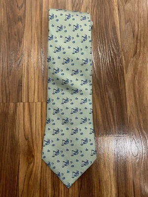 Corbata Hermes Hombre Verde Seda Geométrica Lujo Francia Foto 1 de 4