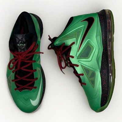 Nike LeBron X 10 Corte Jade GS Talla 6Y Rojo Turmalina 543564-301 Verde Zapato Foto 1 de 4