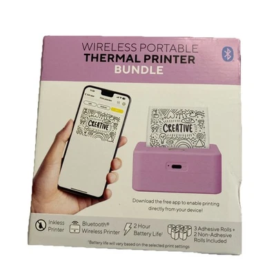 Core Innovations Mini Wireless Portable Thermal Bluetooth Printer - Pink Bundle - Image 1 of 4