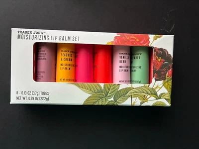 Trader Joe's Conjunto de Bálsamo Labial Hidratante 6 Sabores Sortidos Caixa Presente Limitado NOVO - Imagem 1 de 3