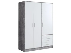 Drehtürenschrank Kleiderschrank Schrank B145 3-trg. JAMI Dekor Beton Grau Weiß - Bild 1 von 7