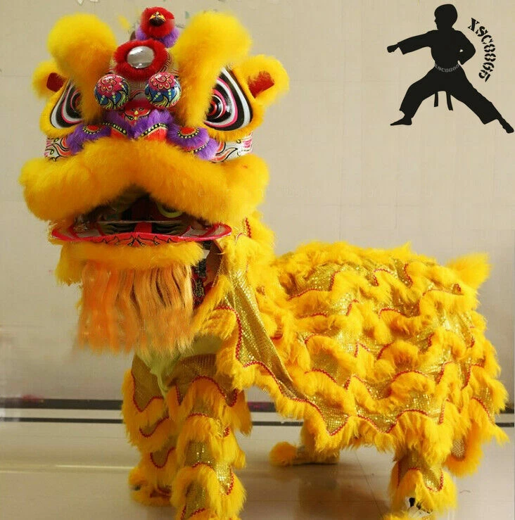 Chinese Kung Fu Foshan Lion Dance Mascot Costume Two Adult Lion Dancing - Image 1 of 4