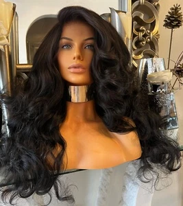 Black Lace Front Wig 1b Lace Front Wig Transparent Lace Wig Body Wave Black Wig - Picture 1 of 11