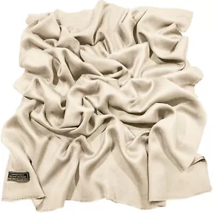 Champagne Solid Color Nepalese Fringe Shawl Scarf Wrap Pashmina CJ Apparel *NEW* - Picture 1 of 11