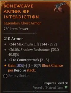 💥DIABLO 4💥SEASON 9💥Chest Armor💥Razorplate 4GA Thorns 185% - Picture 1 of 1
