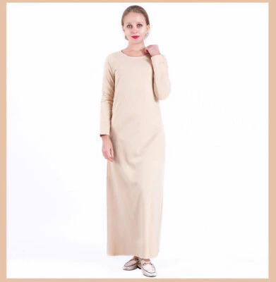 Turkey Eid Solid Muslim Hijab Dress Women Dubai Arab A-line Abaya Dresses - Image 1 of 4