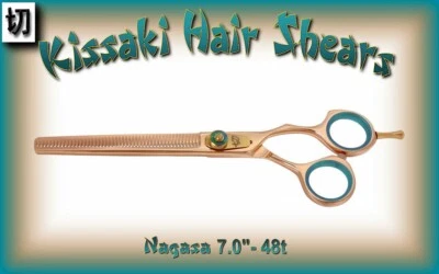Tesoura para cuidados com cães Kissaki Rose Gold B Nagasa 7" 48 dentes tesoura para desbaste para animais de estimação - Imagem 1 de 3