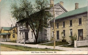 Alte Stone Hotel Warren Illinois Postkarte - Bild 1 von 2