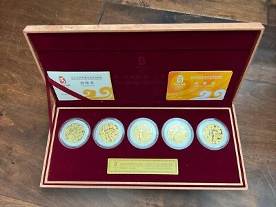 Beijing 2008 Olympic Silver Gold Wushu Martial Art 5 Coin Set BN Limited Edition - Image 1 of 4
