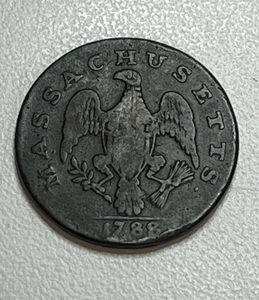 1788 Massachusetts Cent Colonial Copper Coin 1C Rare Early Colonial Coin 389 - Picture 1 of 2