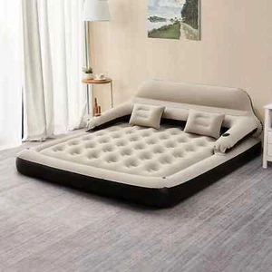 COLCHÓN DE AIRE 9" CAMA KING SIZE con CABECERO Y PORTAVASOS - ¡NUEVO Y SE ENVÍA GRATIS! - Imagen 1 de 7