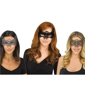 Fun World Halloween Gothic Lace Cat Costume Venetian Mask, One-Size - Picture 1 of 4