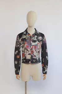 Chaqueta vaquera pintada multicolor para mujer Roberto Cavalli Just talla S hecha en Italia - Imagen 1 de 14