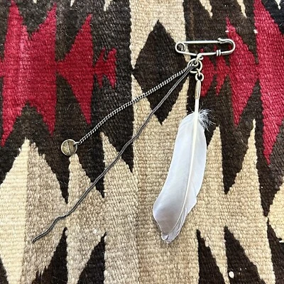 Ann Demeulemeester Sterling Silver Feather Pin With Chains - Image 1 of 4