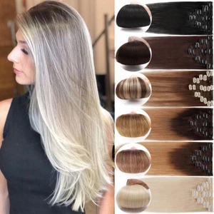 ON CLEARANCE Clip In 100% Real Remy Human Hair Extensions 8PCS Full Head Caramel - Picture 1 of 107