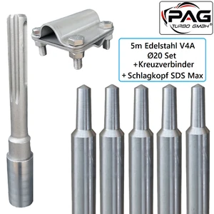 Tiefenerder Staberder Set Ø 20mm V4A Edelstahl + SDS Max Schlagkopf + Zubehör - Bild 1 von 18