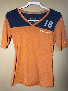 NFL Team Apparel women Medium V-Neck jersey shirt Manning Broncos 18 ~ Nike M - Picture 1 of 6