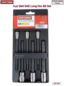 CRAFTSMAN 6 pc 1/4 3/8 SAE SAE Long Hex Allen key bit socket set - Picture 1 of 5