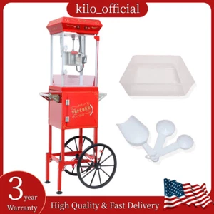 6Oz Popcorn Maker Commercial Home Movie Theater Vintage Popcorn Machine Cart Red - Picture 1 of 10