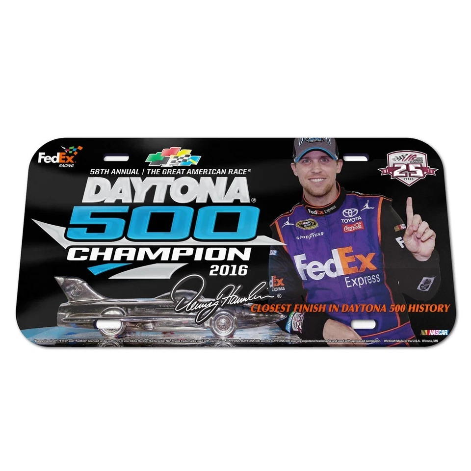 Denny Hamlin 2016 Wincraft #11 Daytona 500 ganador cristal espejo matrícula Foto 1 de 1