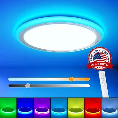 13" RGB LED Lampara De Techo Moderna Con Remoto Para Cuarto Dormitorio Cocina - Image 1 of 4
